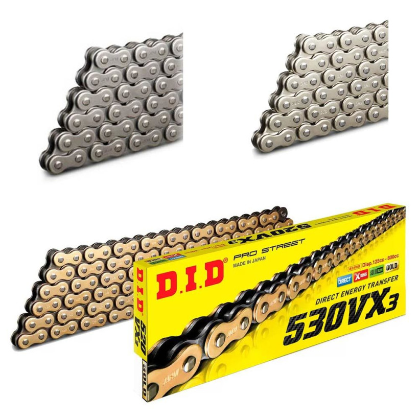 Цепь DID 530VX3 G&B X-Ring золотая 102